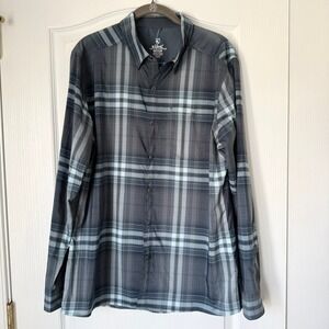 Kuhl Men's Response Lite Long Sleeve Shirt in Charcoal Blue UPF30 NWT